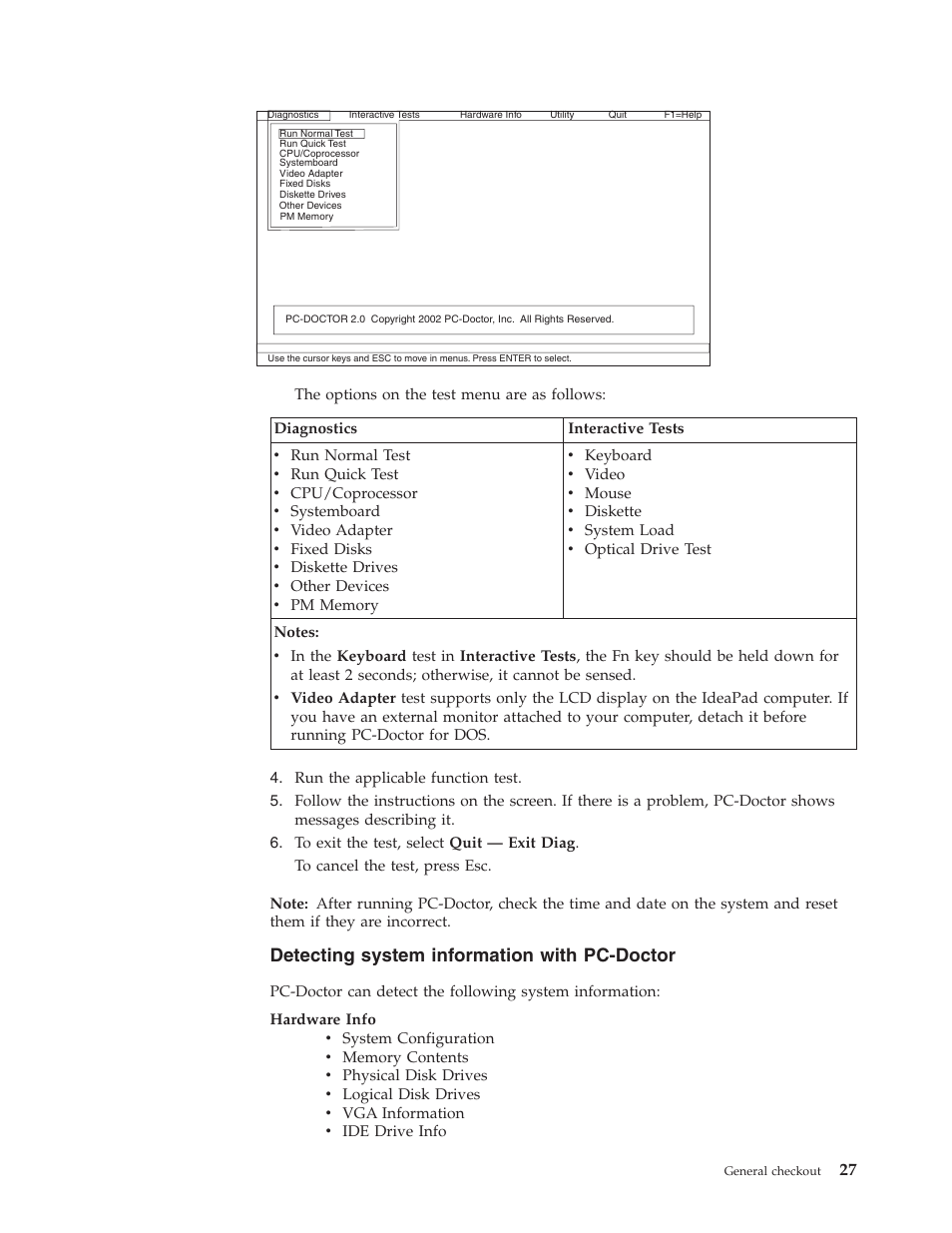 Detecting system information with pc-doctor, Detecting, System | Information, With, Pc-doctor | Lenovo IdeaPad S9e -FR User Manual | Page 35 / 142