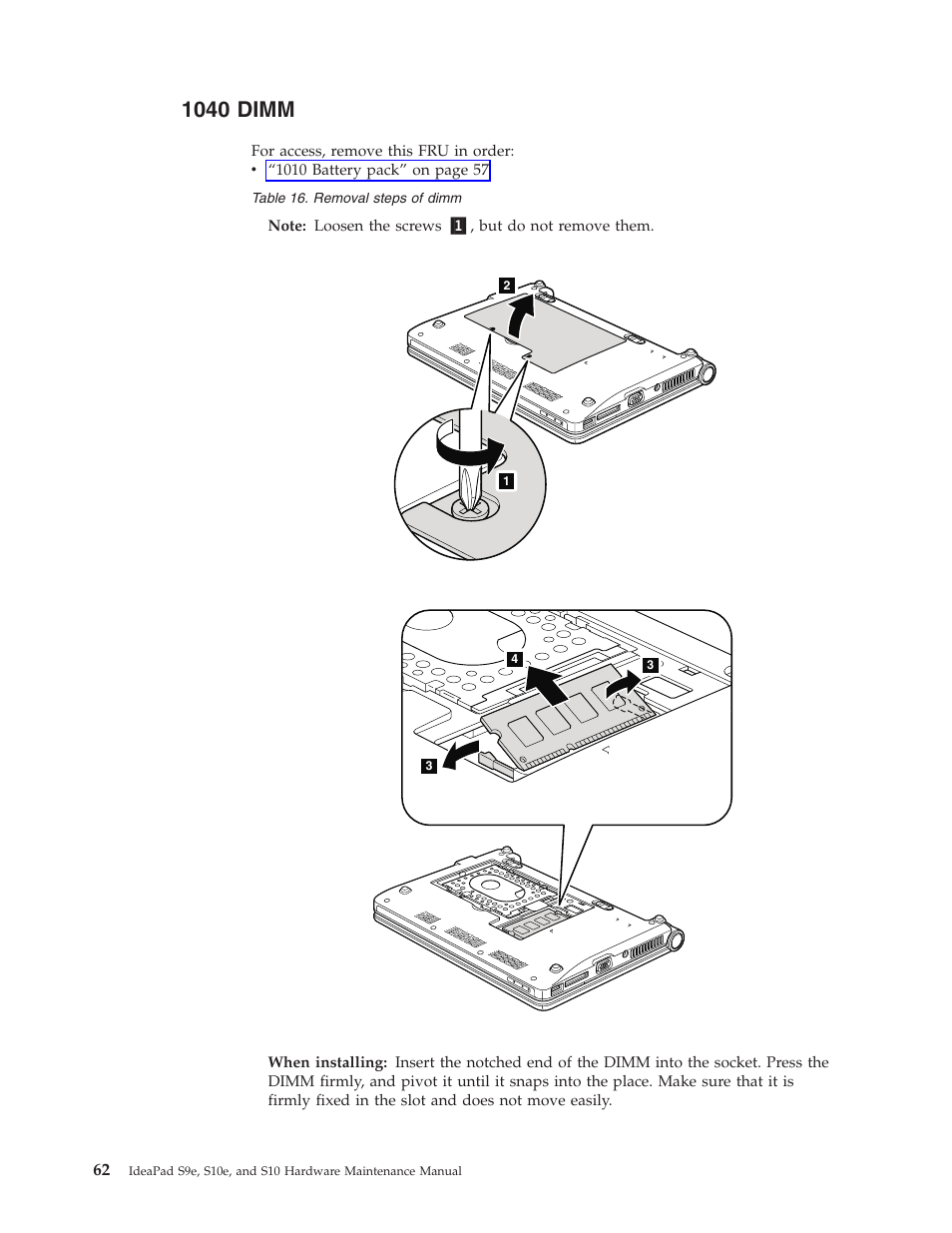 1040 dimm, Dimm | Lenovo IdeaPad S9e -FR User Manual | Page 70 / 142