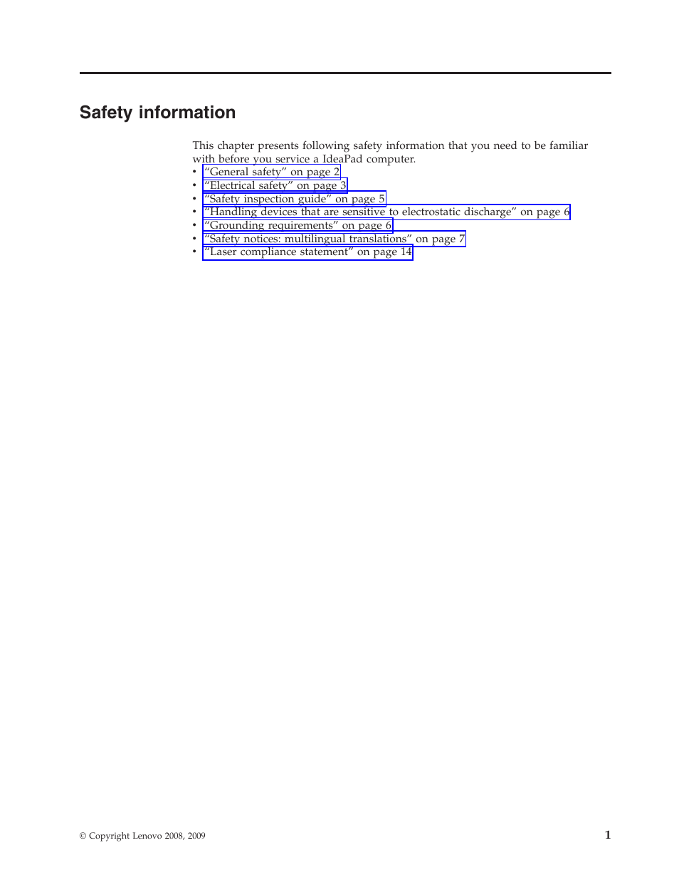 Safety information, Safety, Information | Lenovo IdeaPad S9e -FR User Manual | Page 9 / 142