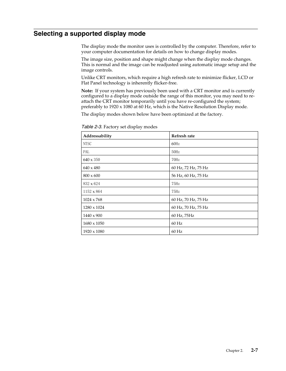 Selecting a supported display mode, Selecting a supported display mode -6 | Lenovo L215 Wide Flat Panel Monitor User Manual | Page 17 / 27