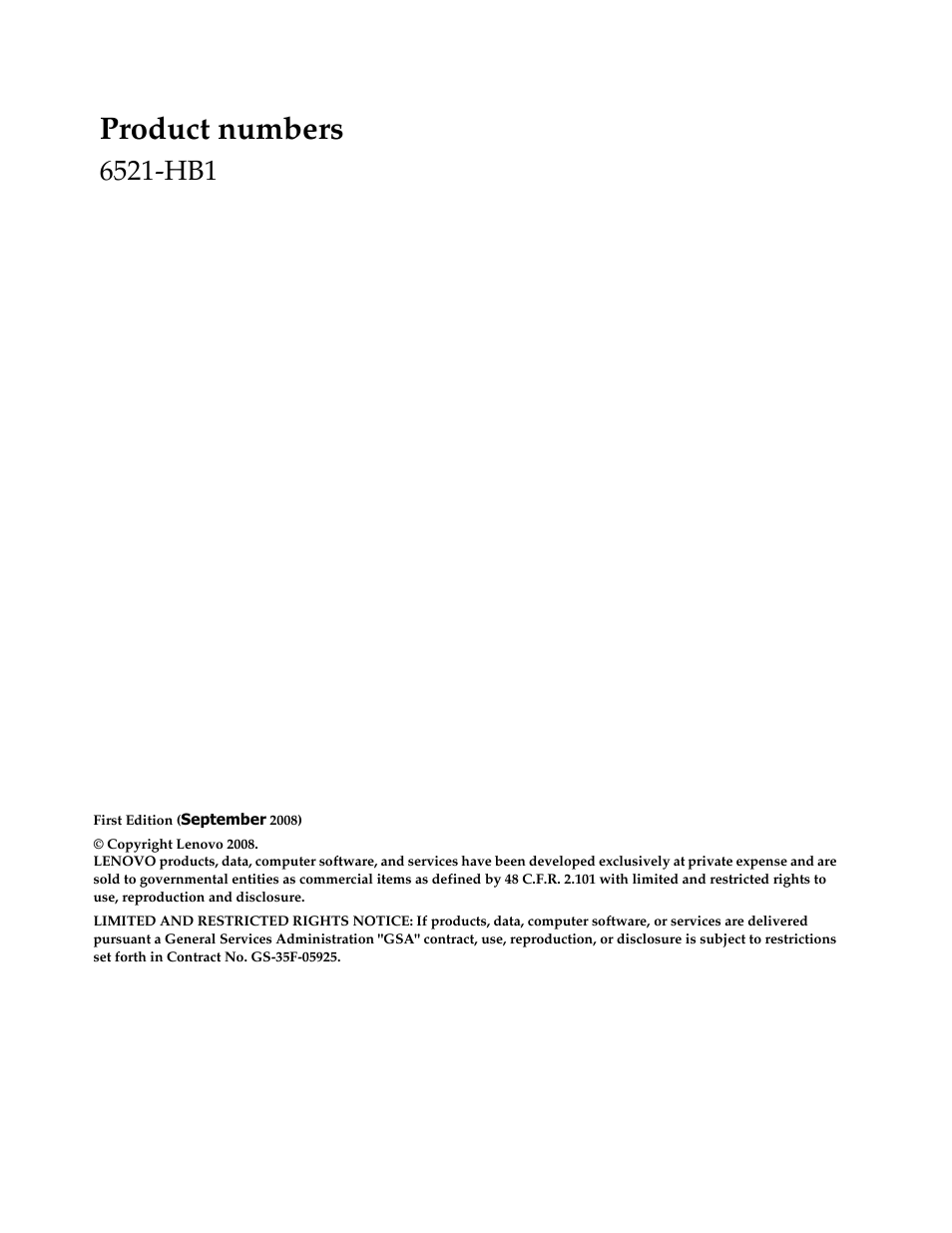 Product numbers | Lenovo L215 Wide Flat Panel Monitor User Manual | Page 2 / 27