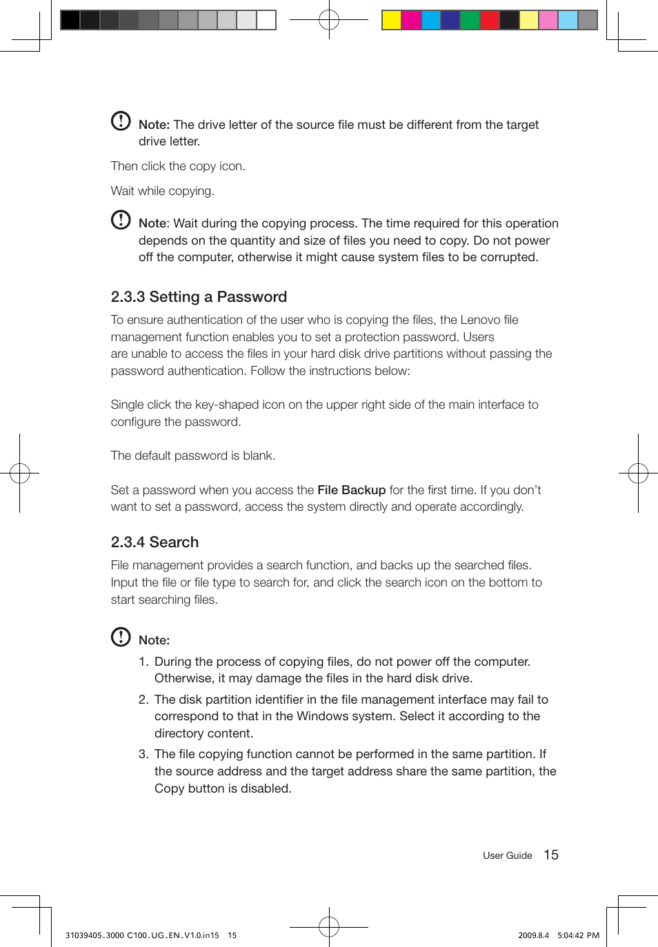 3 setting a password, 4 search | Lenovo 3000 C100 All-In-One User Manual | Page 20 / 37