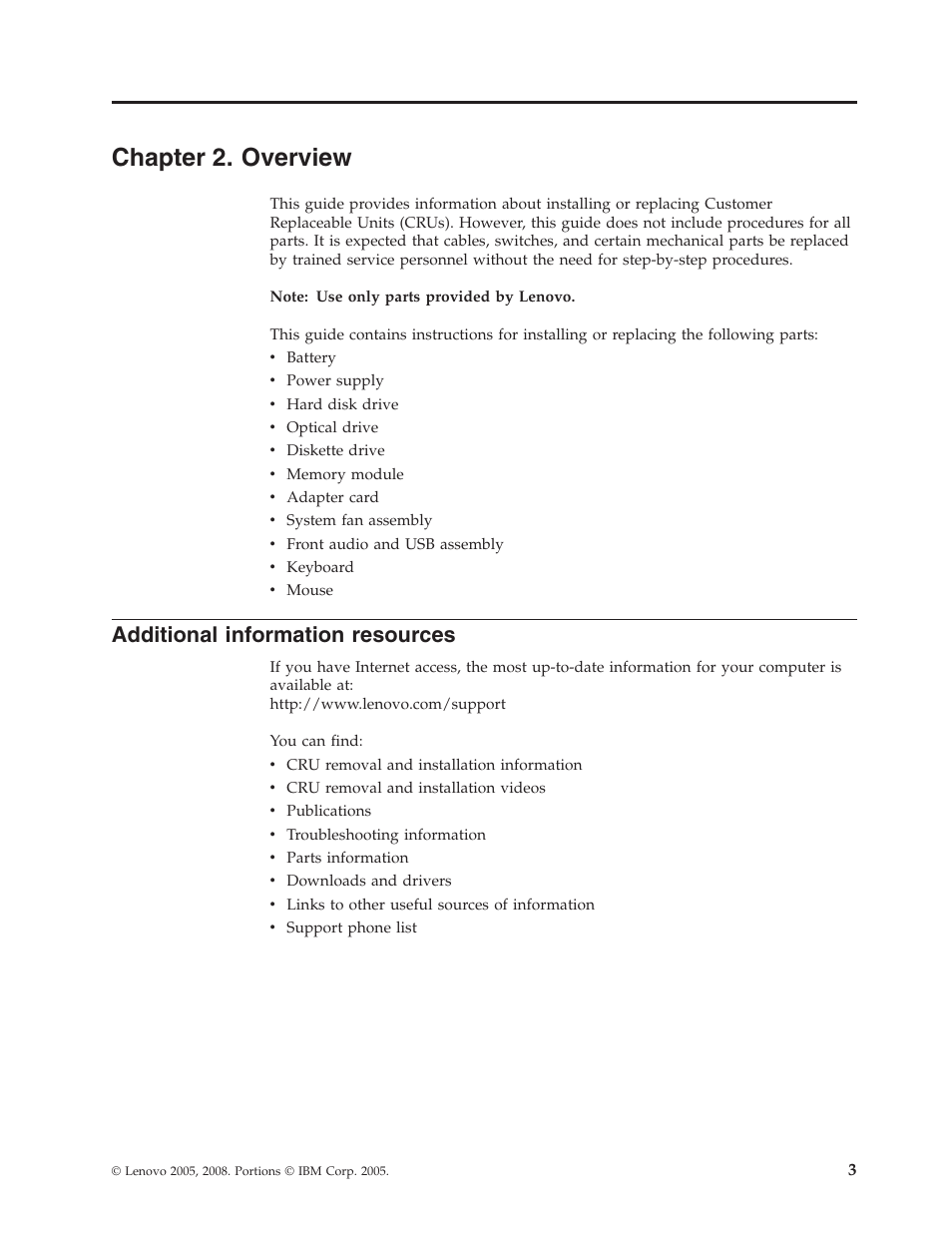 Chapter 2. overview, Additional information resources, Chapter | Overview, Additional, Information, Resources | Lenovo ThinkCentre A57e User Manual | Page 11 / 56