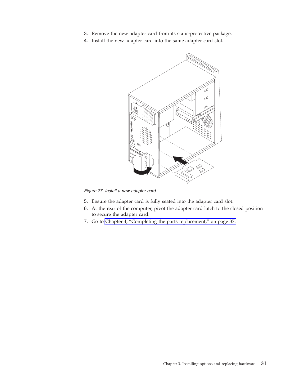 Install, Adapter, Card | Lenovo ThinkCentre A57e User Manual | Page 39 / 56