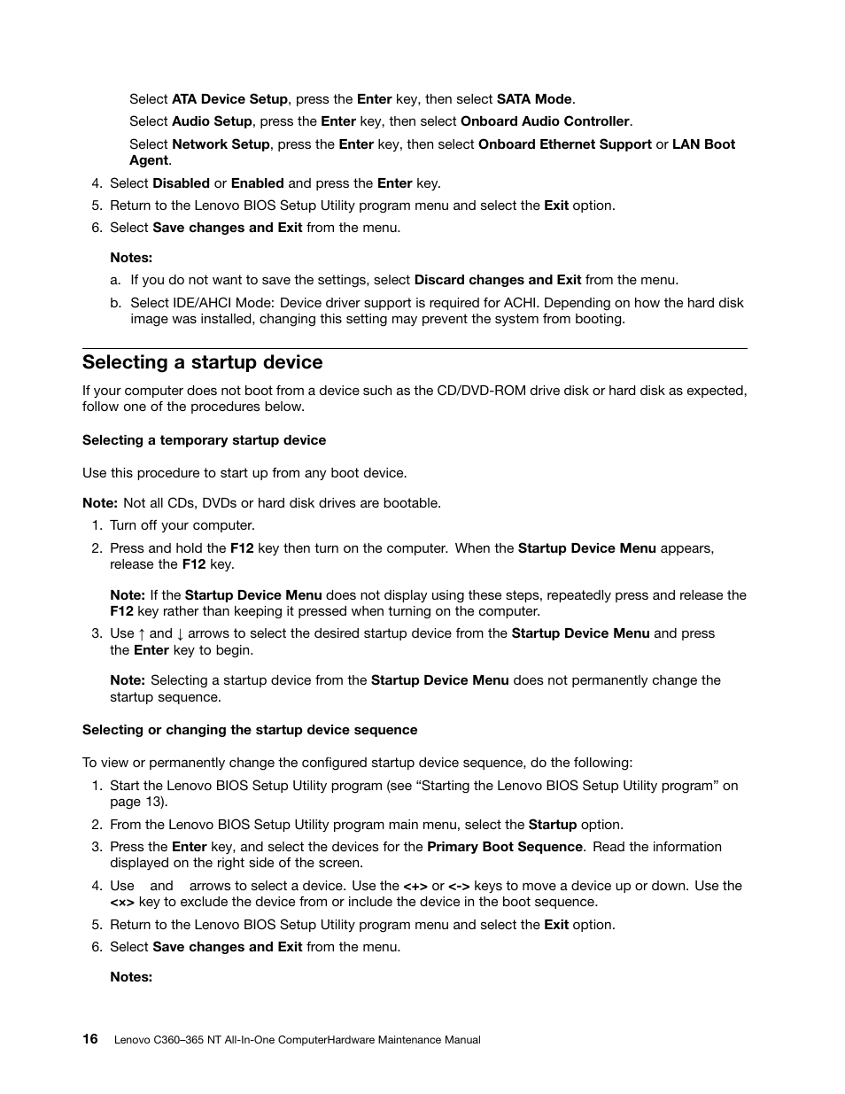Selecting a startup device | Lenovo C360 All-in-One User Manual | Page 22 / 53