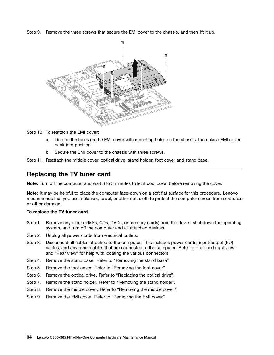 Replacing the tv tuner card | Lenovo C360 All-in-One User Manual | Page 40 / 53