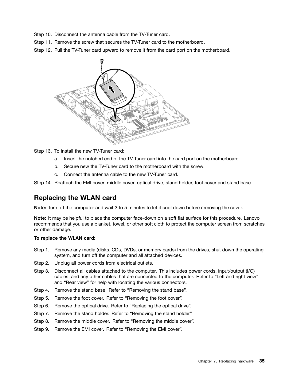 Replacing the wlan card | Lenovo C360 All-in-One User Manual | Page 41 / 53