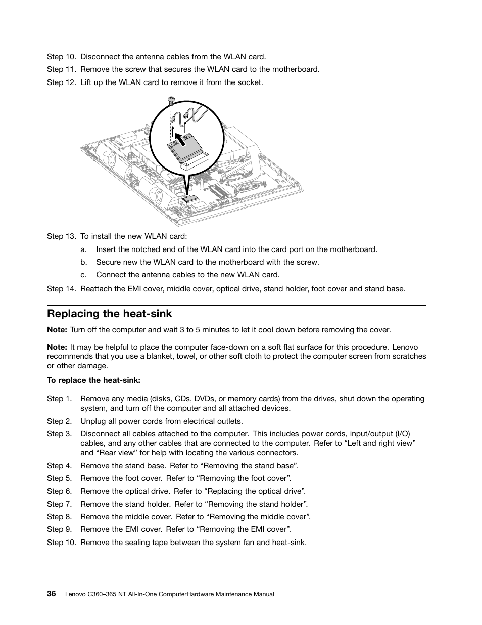 Replacing the heat-sink | Lenovo C360 All-in-One User Manual | Page 42 / 53