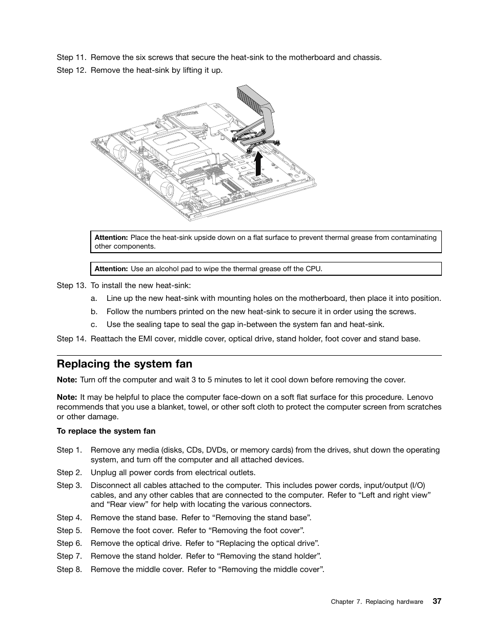 Replacing the system fan | Lenovo C360 All-in-One User Manual | Page 43 / 53