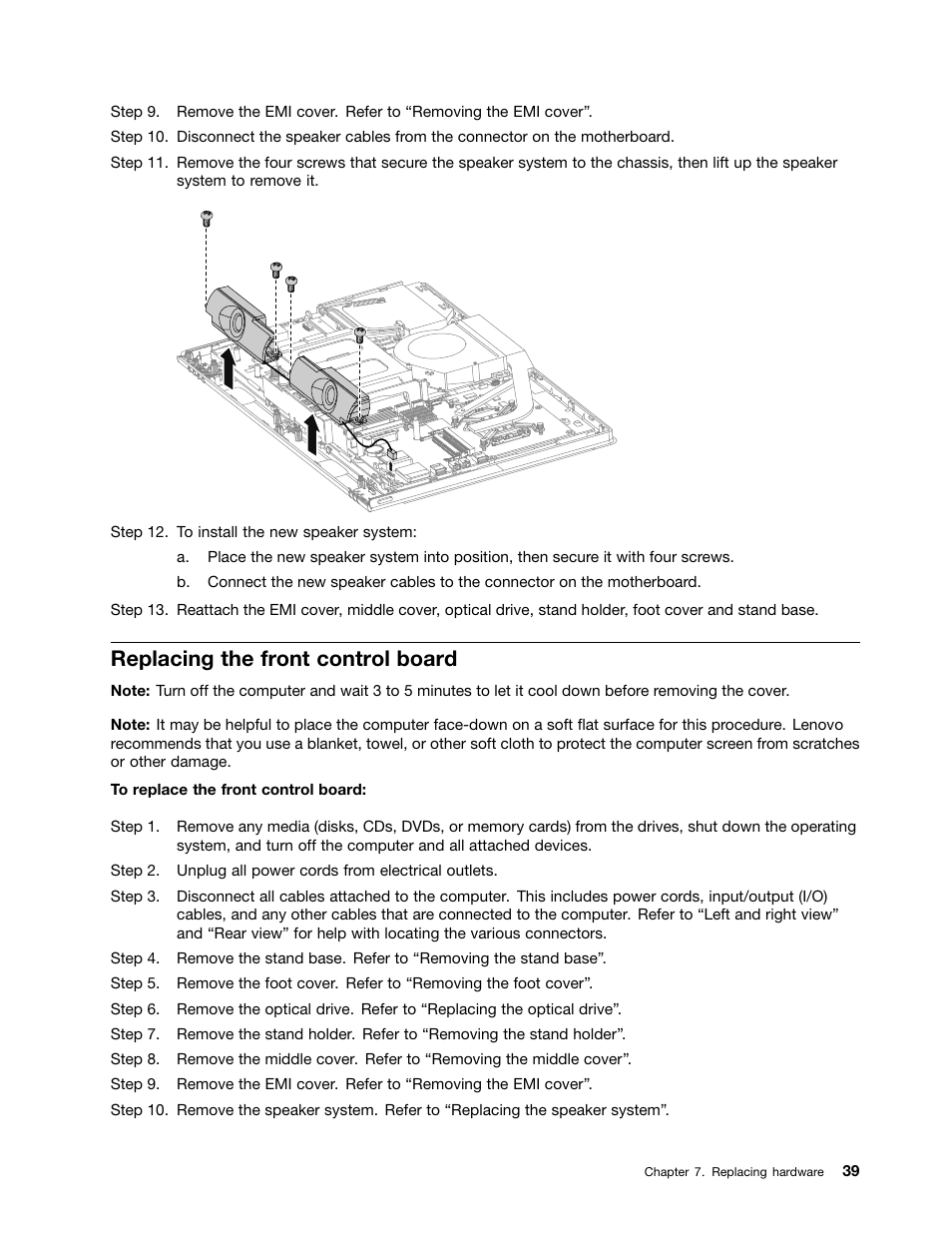 Replacing the front control board | Lenovo C360 All-in-One User Manual | Page 45 / 53