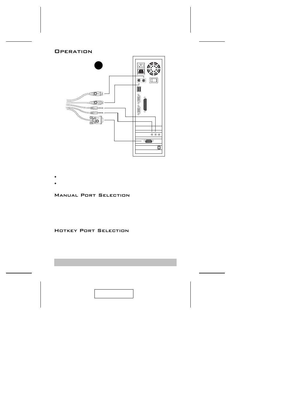 Operation, Manual port selection, Hotkey port selection | ATEN CS-72M User Manual | Page 11 / 16
