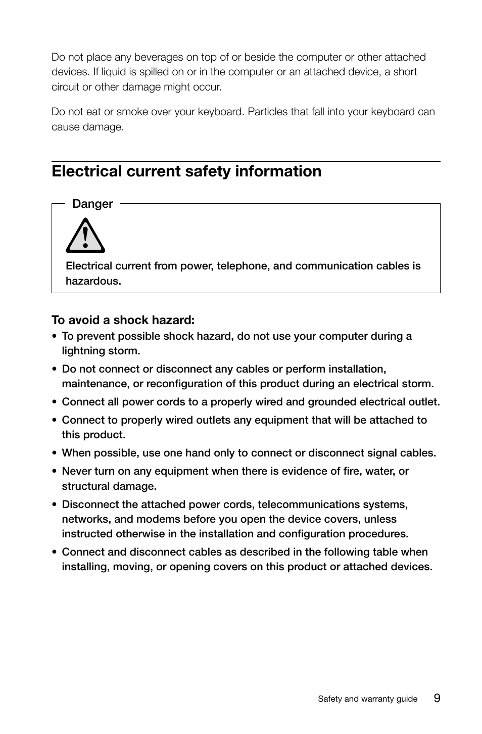 Electrical current safety information | Lenovo IdeaCentre A720 User Manual | Page 14 / 47