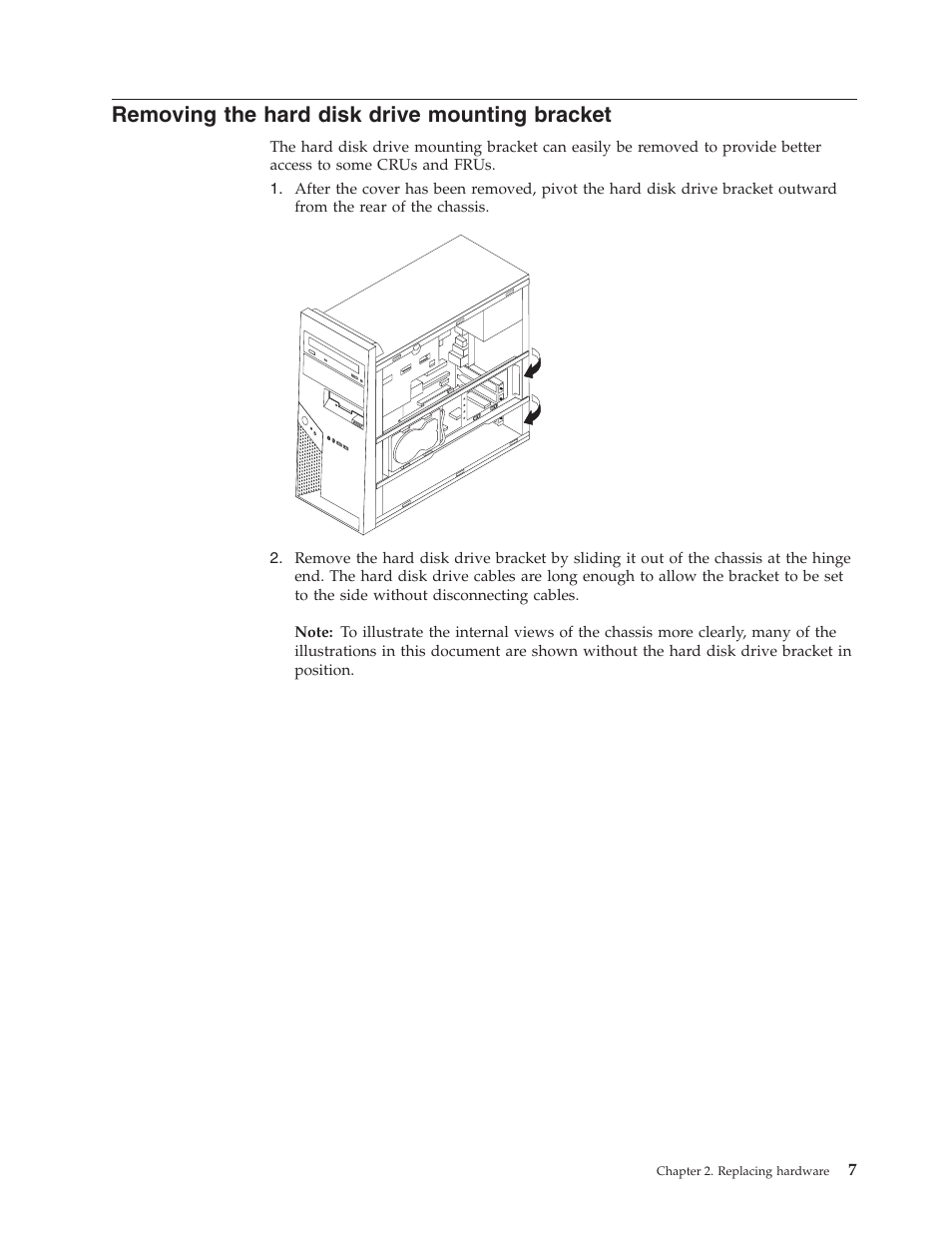 Removing the hard disk drive mounting bracket, Removing, Hard | Disk, Drive, Mounting, Bracket | Lenovo ThinkCentre M55 User Manual | Page 15 / 48