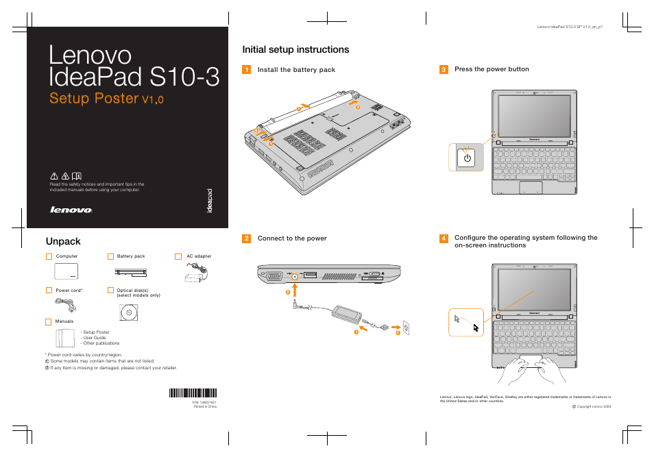 Lenovo IdeaPad S10-3 FR User Manual | 2 pages