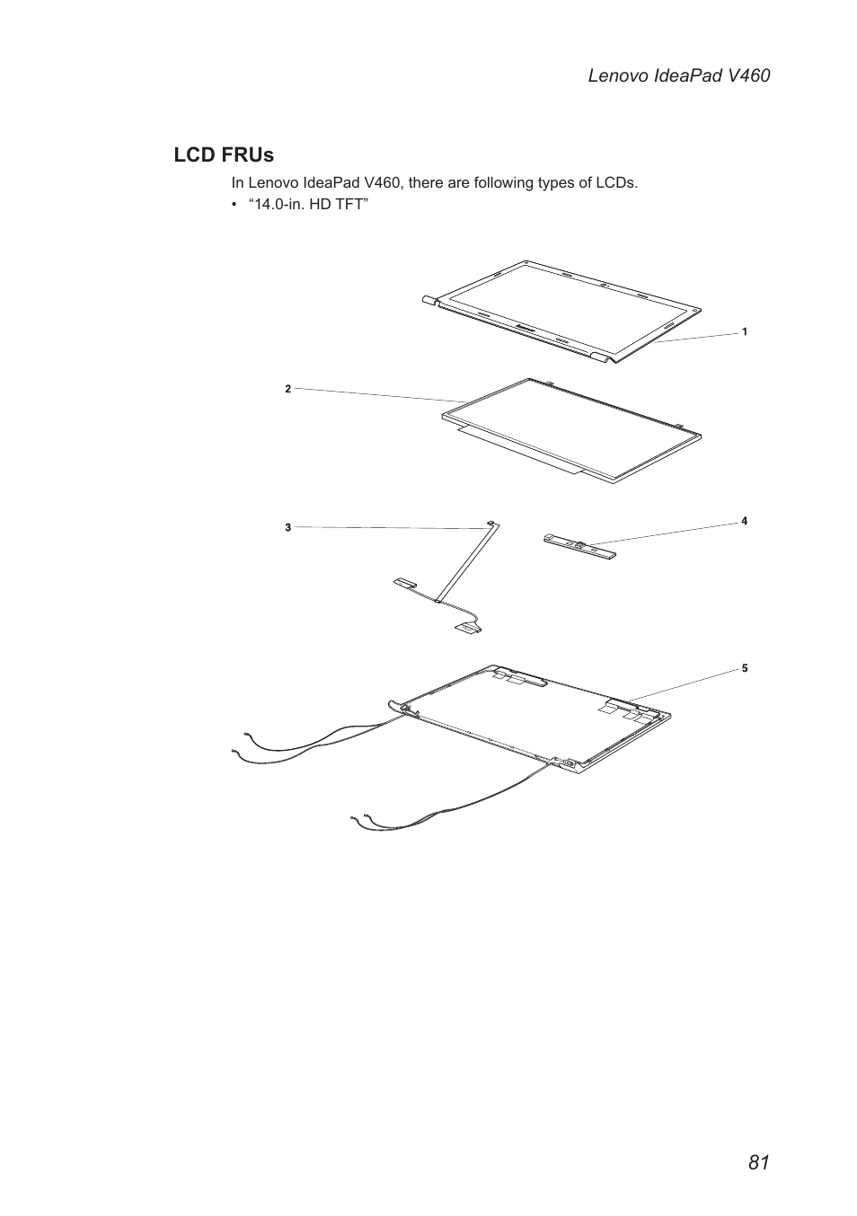 Lcd frus | Lenovo IdeaPad V460 User Manual | Page 85 / 94