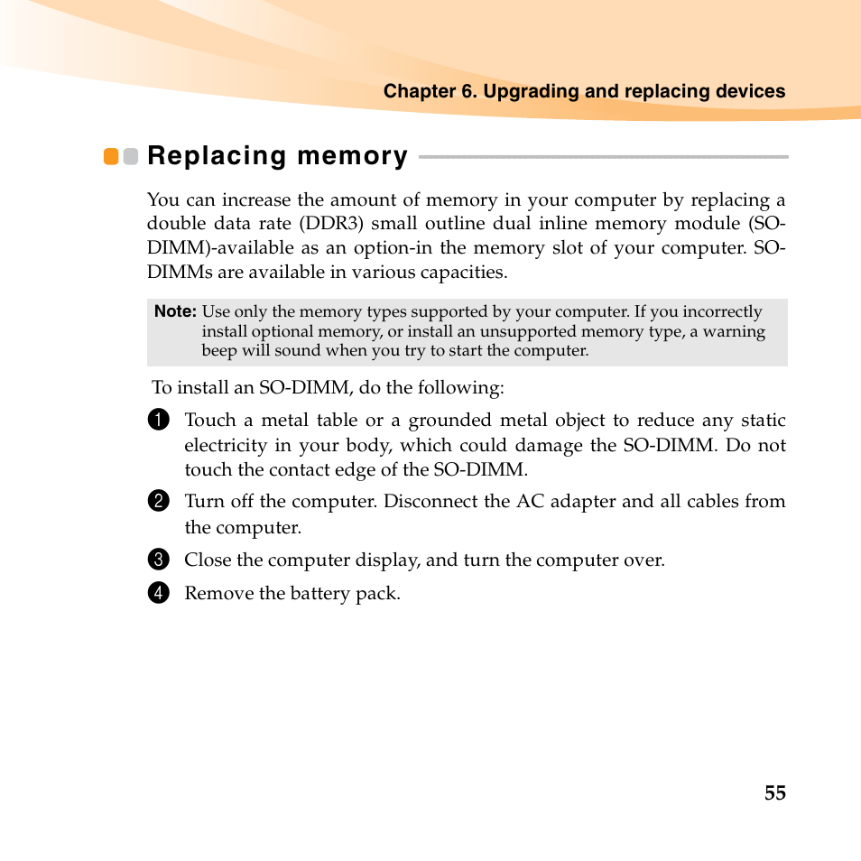 Replacing memory | Lenovo K23 Notebook User Manual | Page 69 / 146