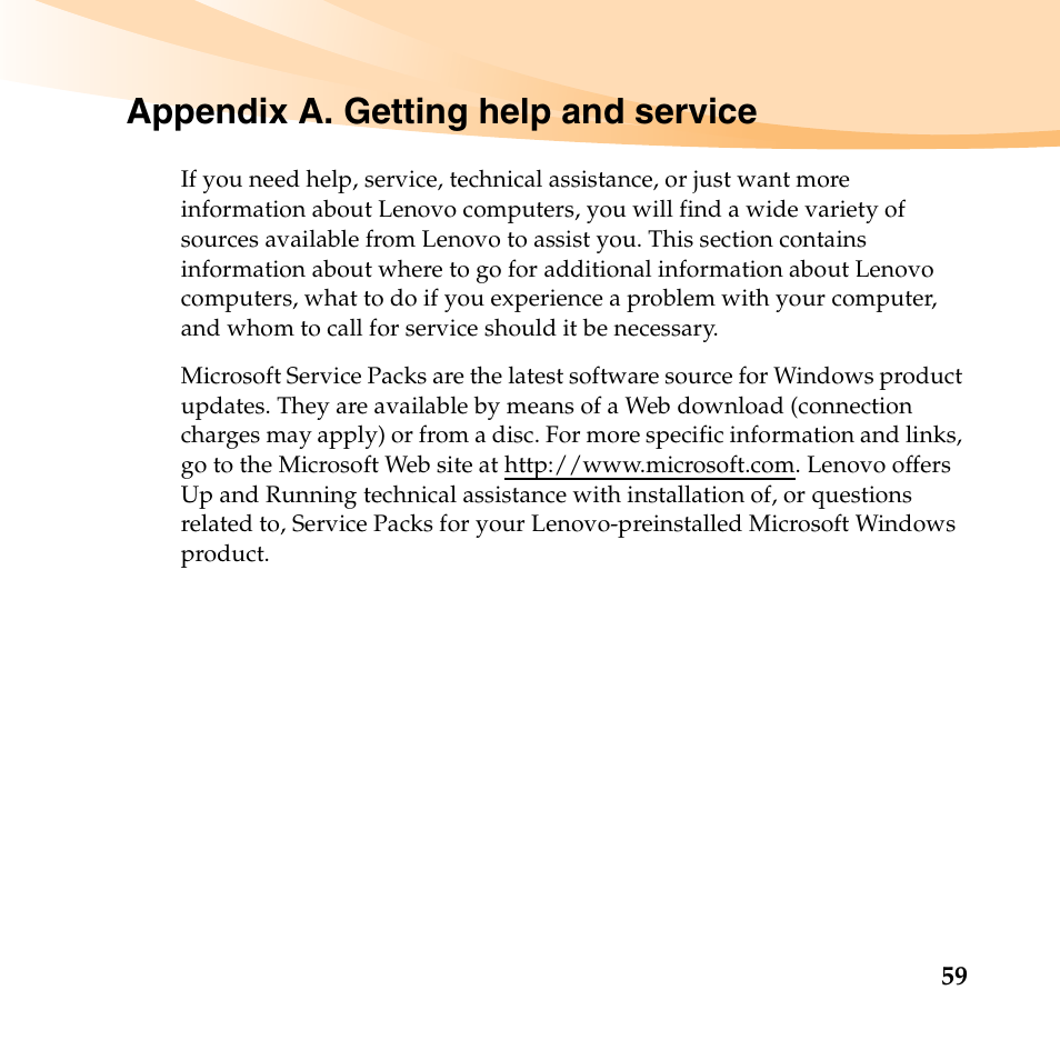 Appendix a. getting help and service | Lenovo K23 Notebook User Manual | Page 73 / 146