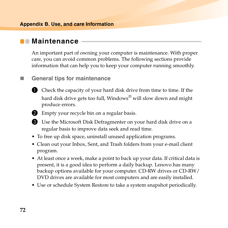 Maintenance | Lenovo K23 Notebook User Manual | Page 86 / 146