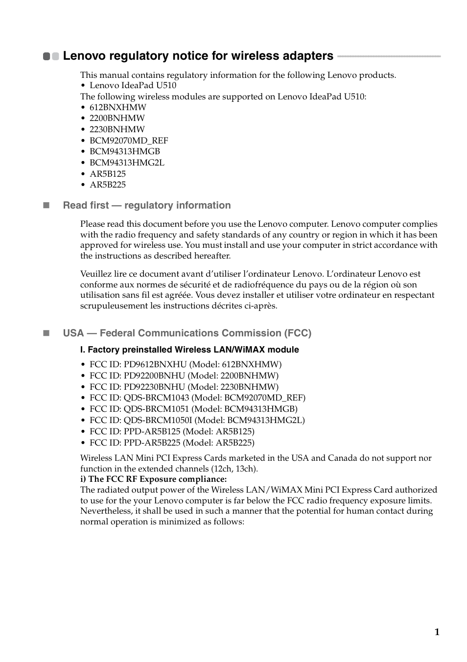 Lenovo IdeaPad U510 Notebook User Manual | 37 pages
