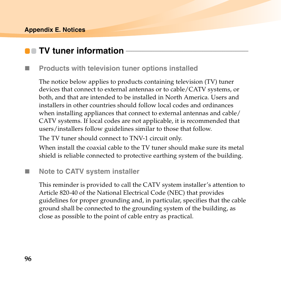 Tv tuner information | Lenovo IdeaPad S10-3 FR User Manual | Page 110 / 134