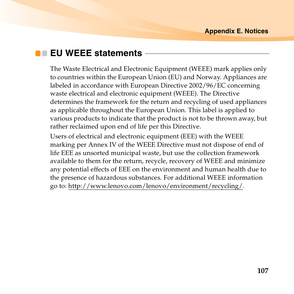 Eu weee statements | Lenovo IdeaPad S10-3 FR User Manual | Page 121 / 134