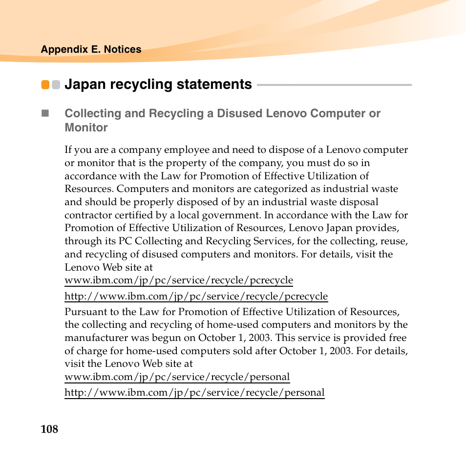 Japan recycling statements | Lenovo IdeaPad S10-3 FR User Manual | Page 122 / 134