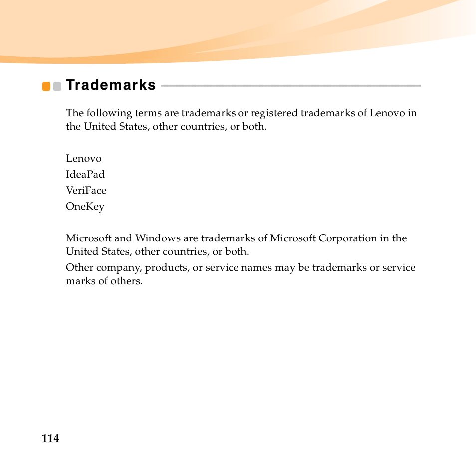 Trademarks | Lenovo IdeaPad S10-3 FR User Manual | Page 128 / 134