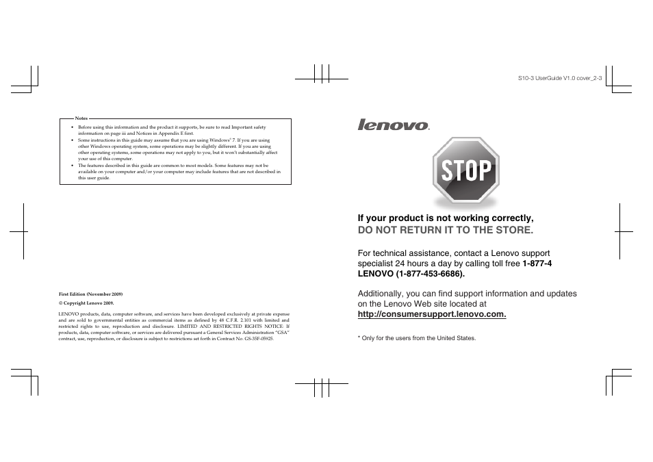 Do not return it to the store, If your product is not working correctly | Lenovo IdeaPad S10-3 FR User Manual | Page 133 / 134