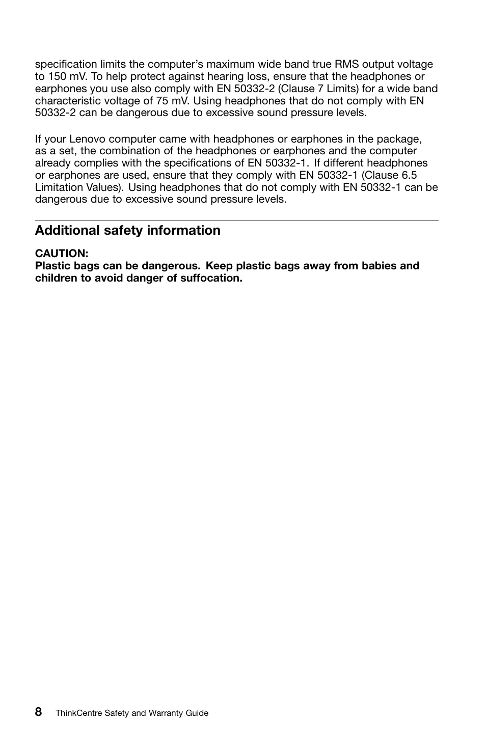 Additional safety information | Lenovo ThinkCentre M91 User Manual | Page 12 / 276