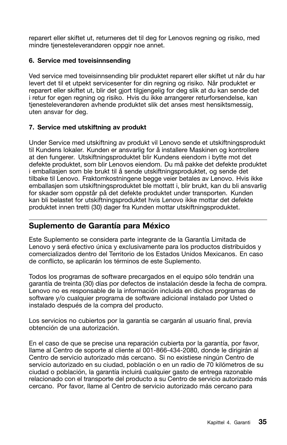 Suplemento de garantía para méxico | Lenovo ThinkCentre M91 User Manual | Page 203 / 276