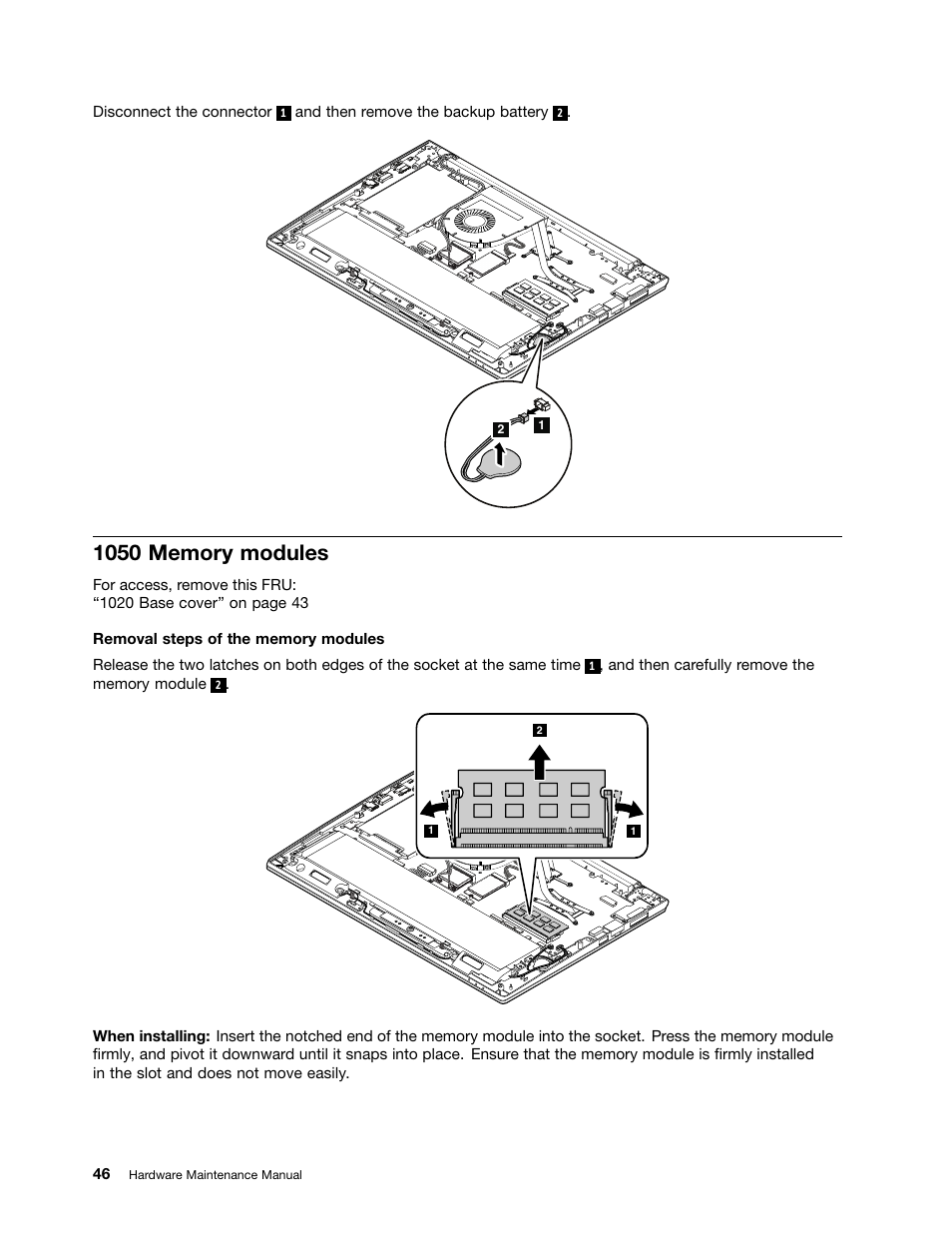 1050 memory modules | Lenovo V4400u Notebook User Manual | Page 52 / 94