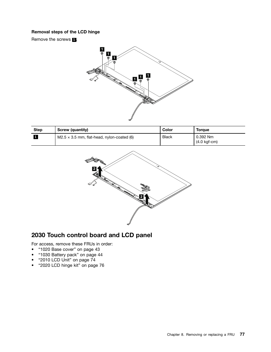2030 touch control board and lcd panel | Lenovo V4400u Notebook User Manual | Page 83 / 94