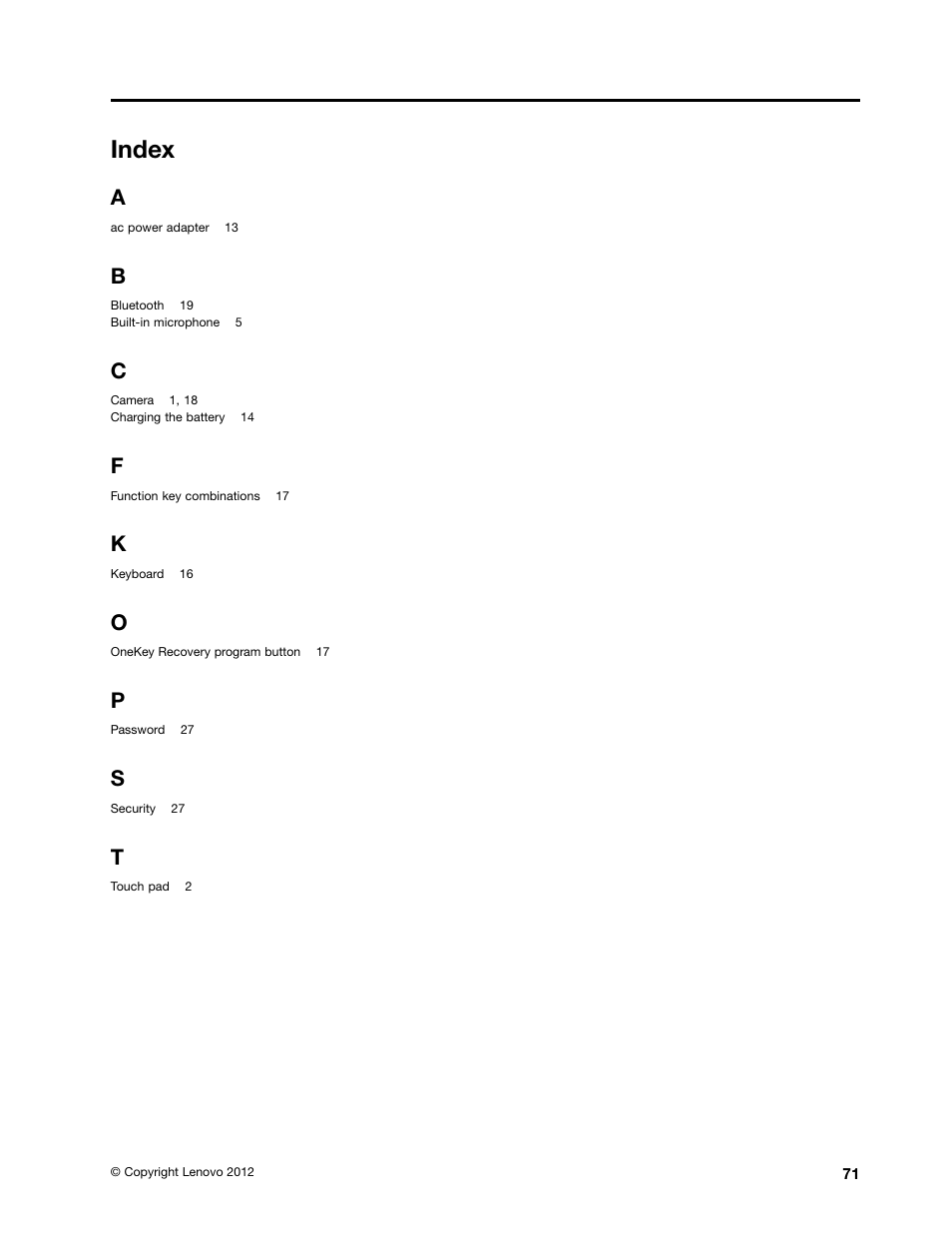 Index | Lenovo B485 Notebook User Manual | Page 87 / 90