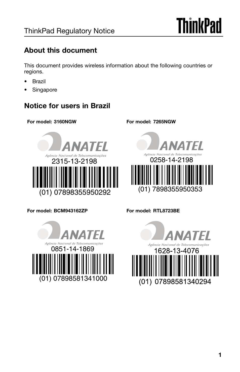 Lenovo ThinkPad E555 User Manual | 4 pages