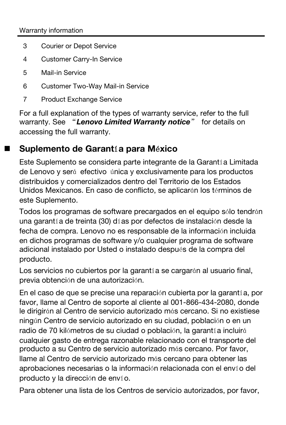 Suplemento de garant í a para m é xico | Lenovo K900 Smartphone User Manual | Page 11 / 18