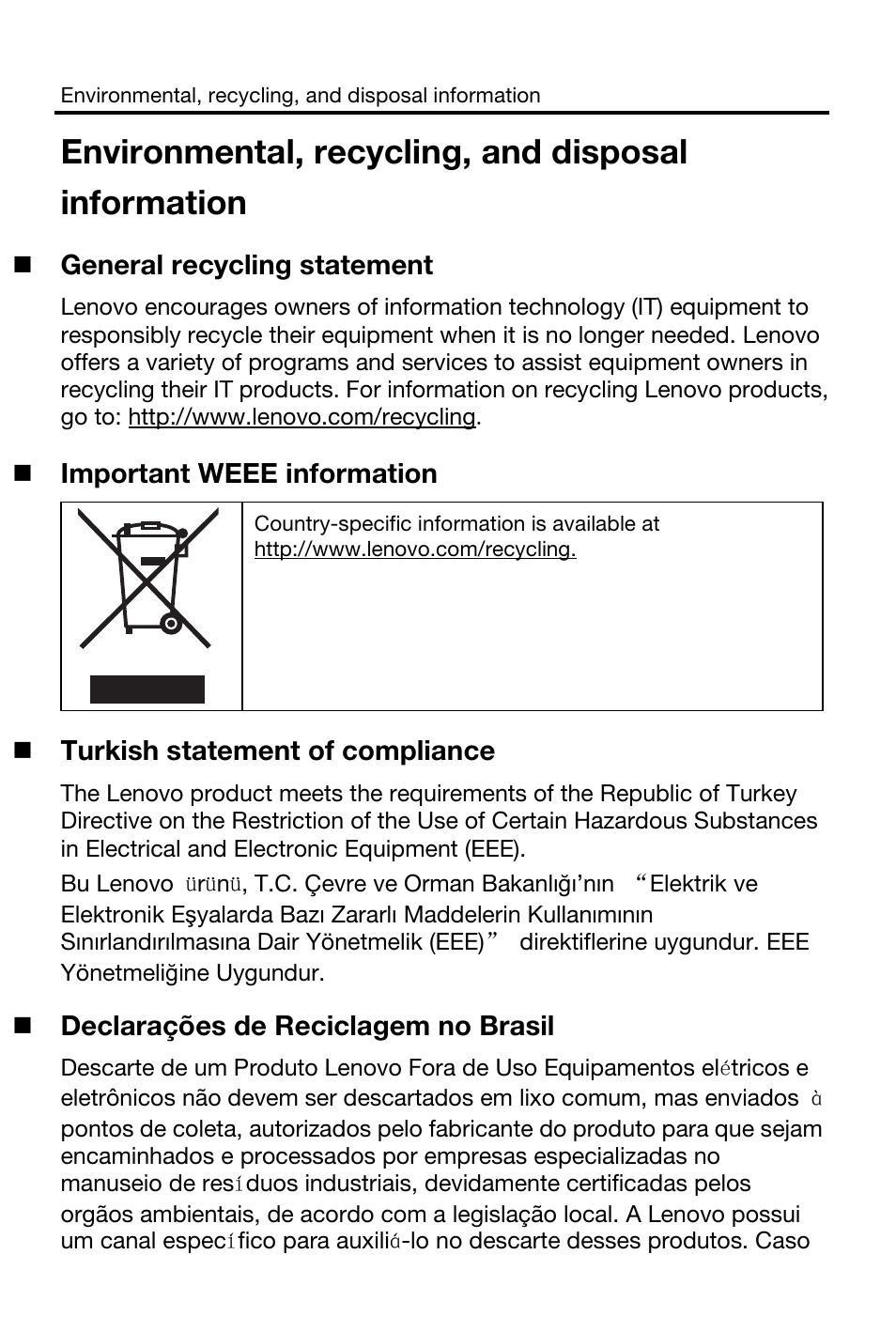 Environmental, recycling, and disposal information | Lenovo K900 Smartphone User Manual | Page 13 / 18