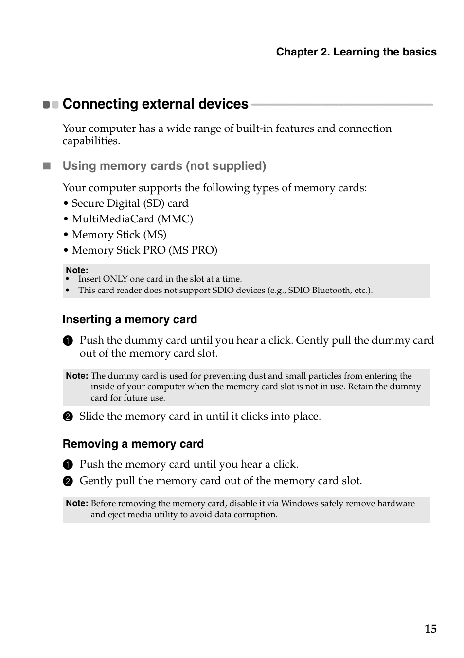 Connecting external devices | Lenovo IdeaPad S100c Notebook User Manual | Page 19 / 48