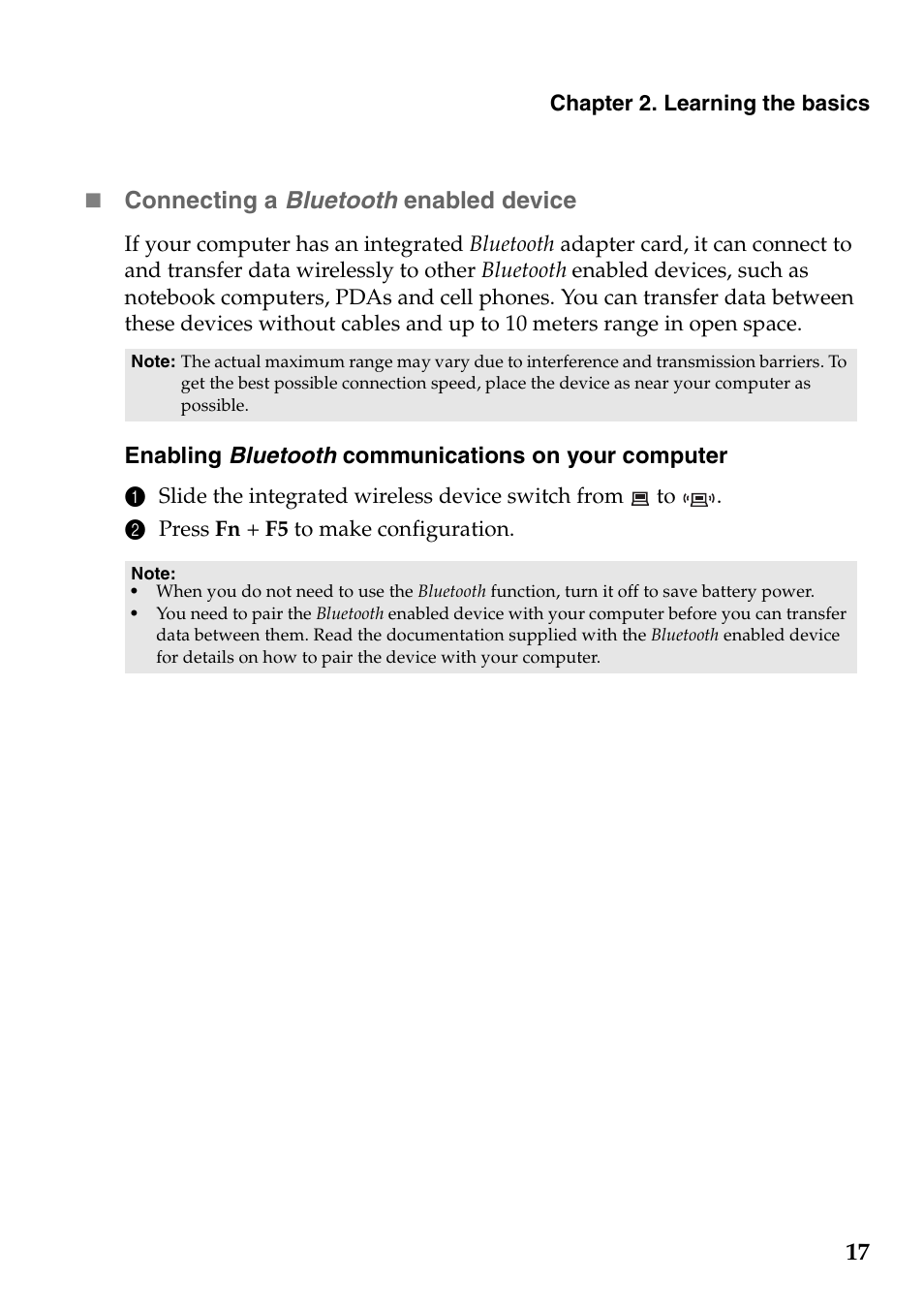 17  connecting a bluetooth enabled device | Lenovo IdeaPad S100c Notebook User Manual | Page 21 / 48