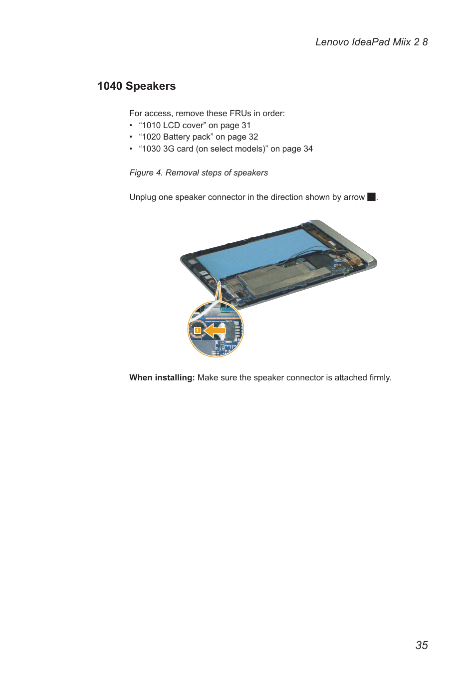 1040 speakers | Lenovo Miix 2 8 Tablet Lenovo User Manual | Page 39 / 57