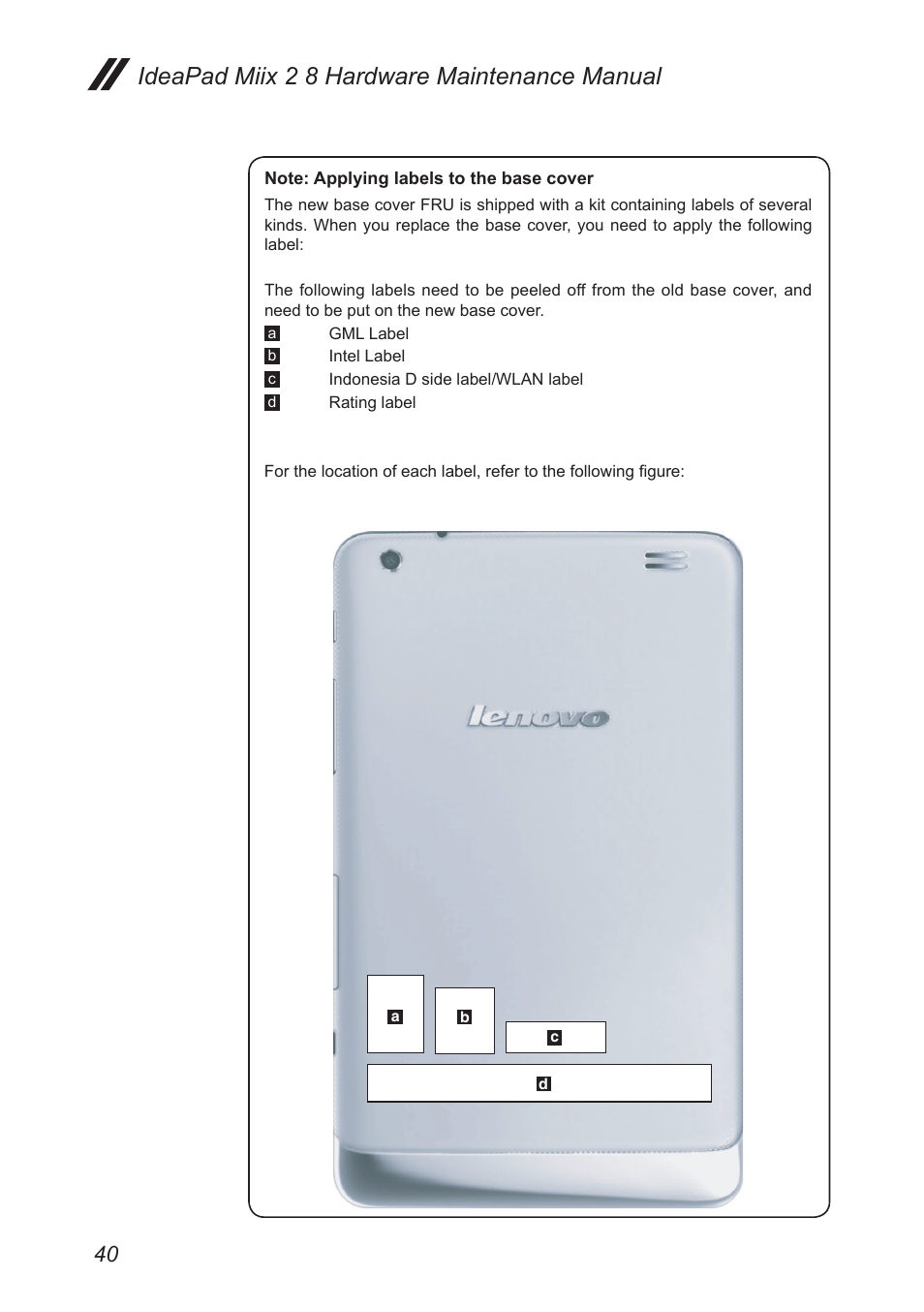 Ideapad miix 2 8 hardware maintenance manual | Lenovo Miix 2 8 Tablet Lenovo User Manual | Page 44 / 57