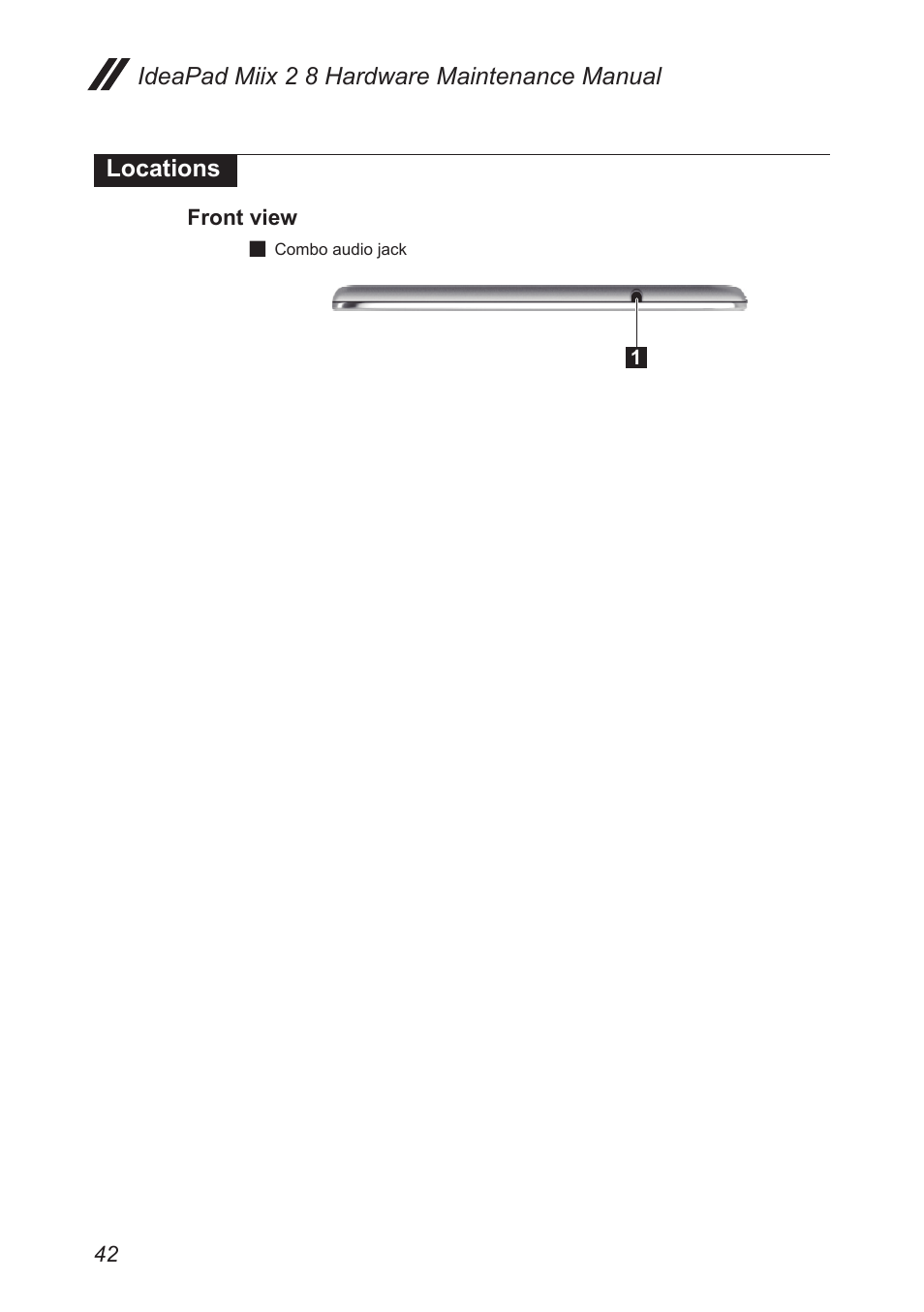 Locations, Front view | Lenovo Miix 2 8 Tablet Lenovo User Manual | Page 46 / 57