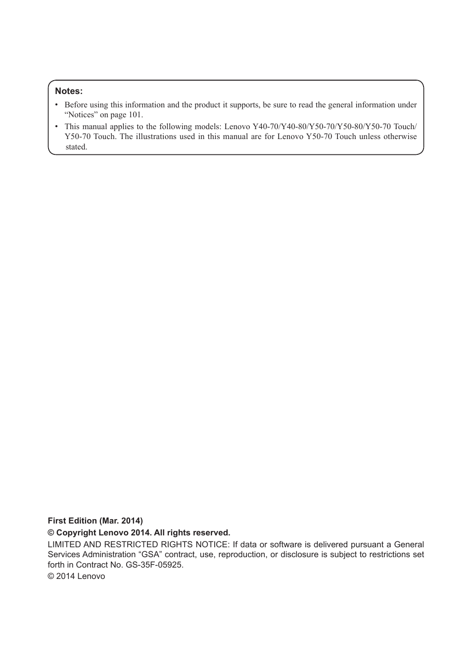 Lenovo Y50-70 User Manual | Page 2 / 106