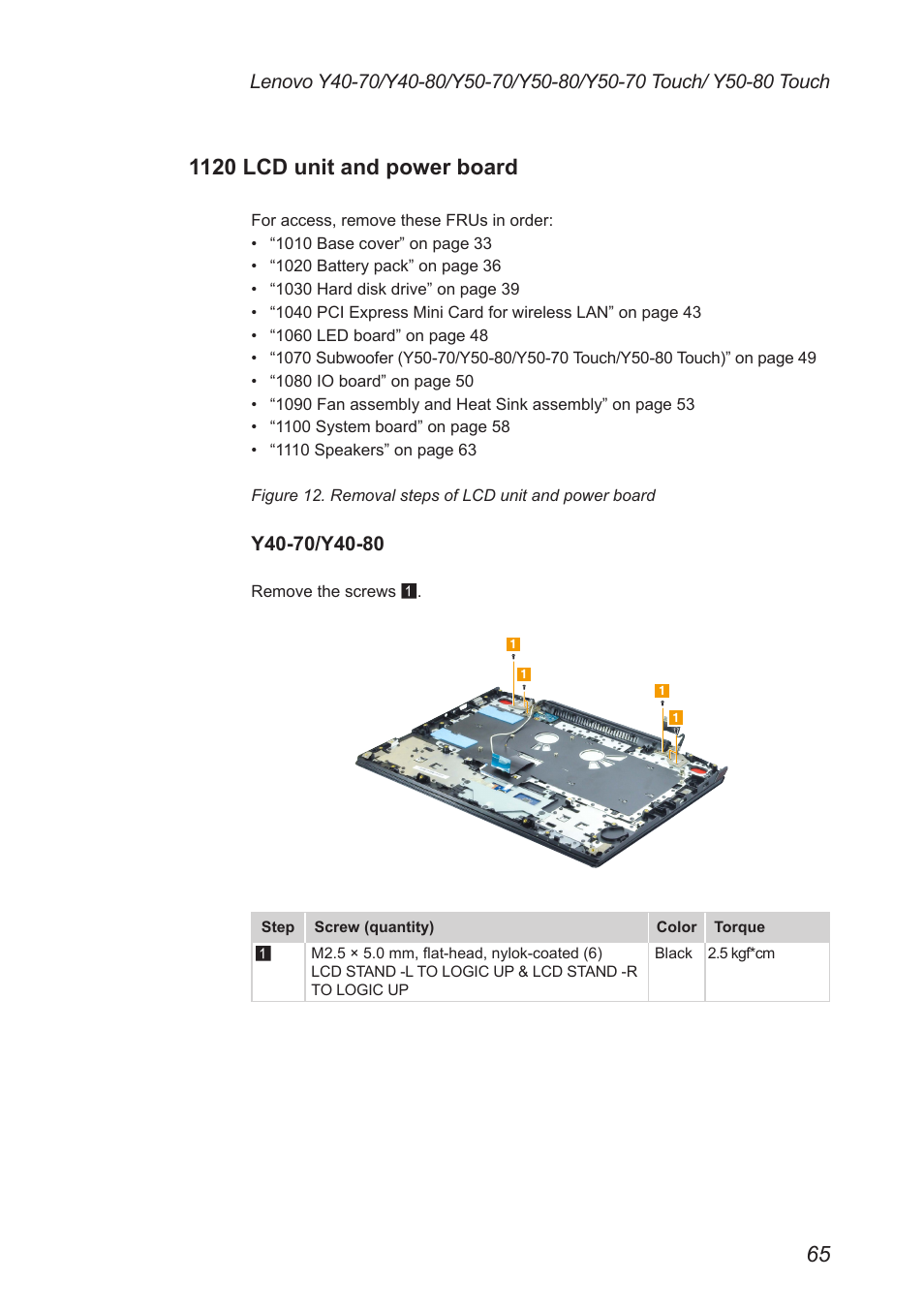 1120 lcd unit and power board | Lenovo Y50-70 User Manual | Page 69 / 106