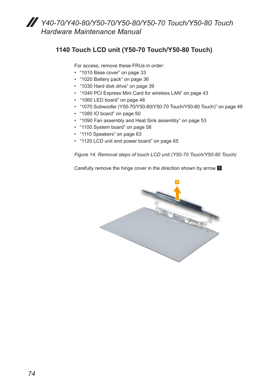 1140 touch lcd unit (y50-70 touch/y50-80 touch), 1140 touch lcd unit (y50-70 touch, Y50-80 touch) | Lenovo Y50-70 User Manual | Page 78 / 106