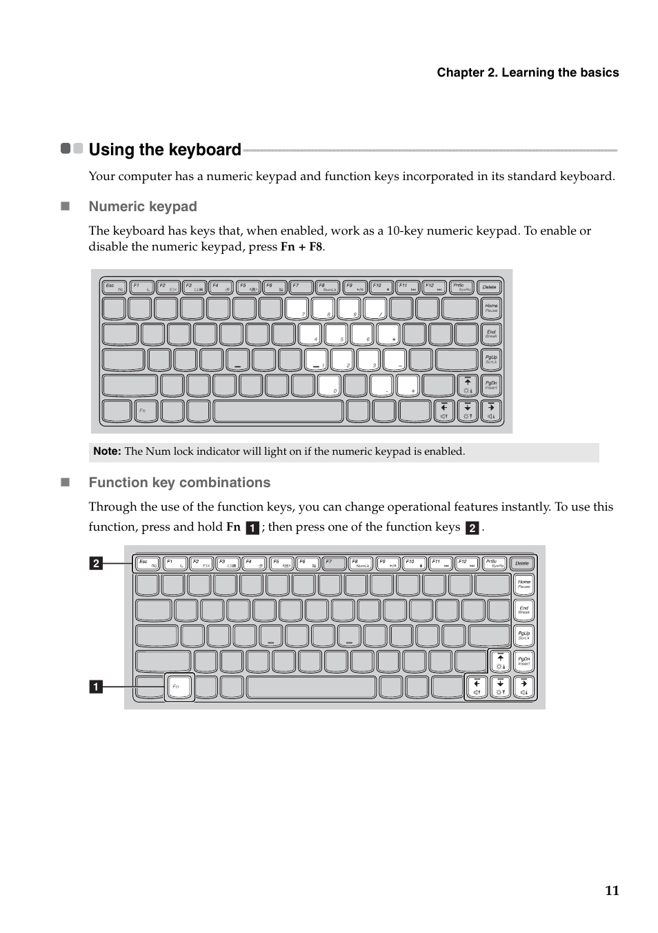 Using the keyboard | Lenovo IdeaPad Y471A User Manual | Page 15 / 49