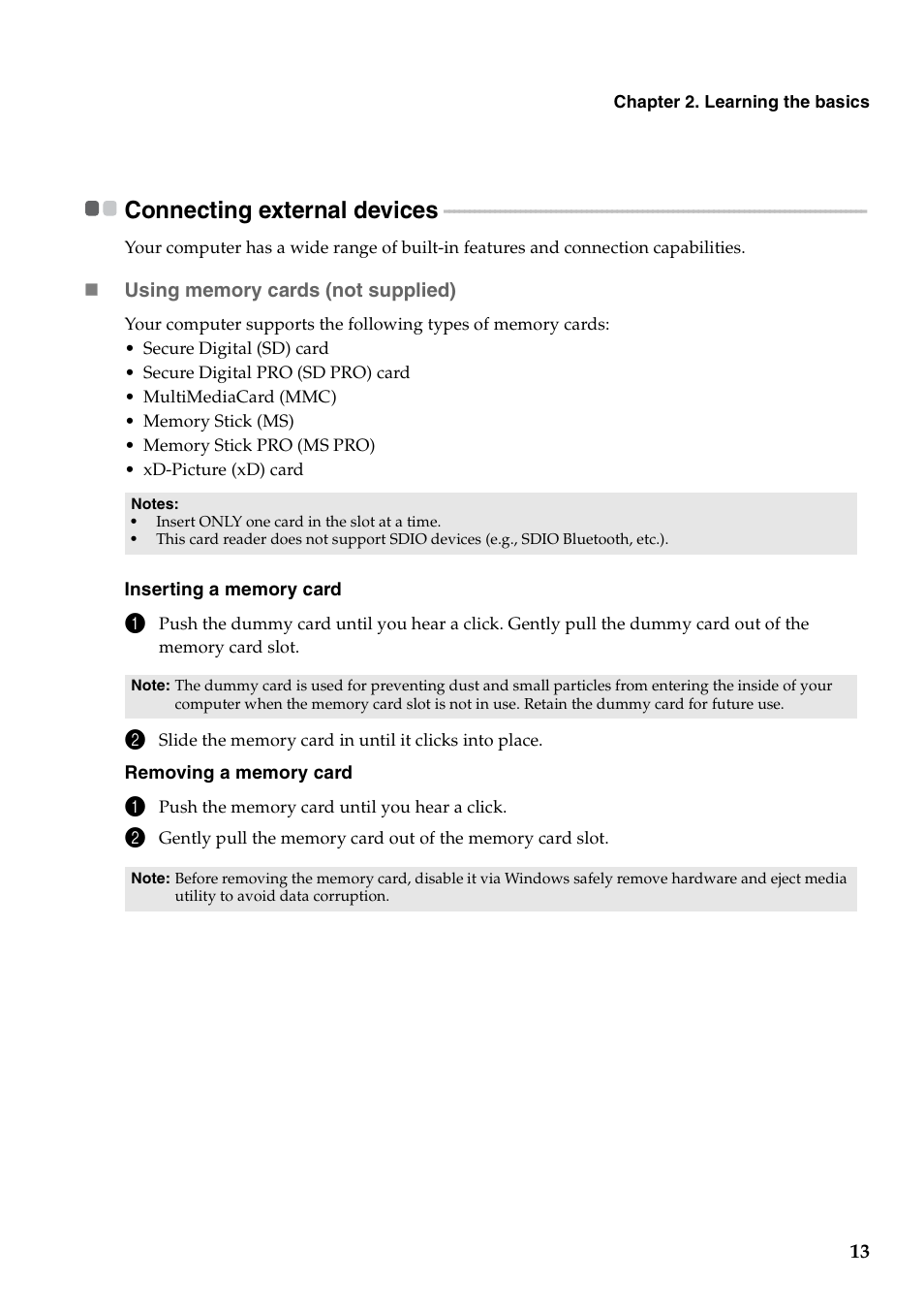 Connecting external devices | Lenovo IdeaPad Y471A User Manual | Page 17 / 49