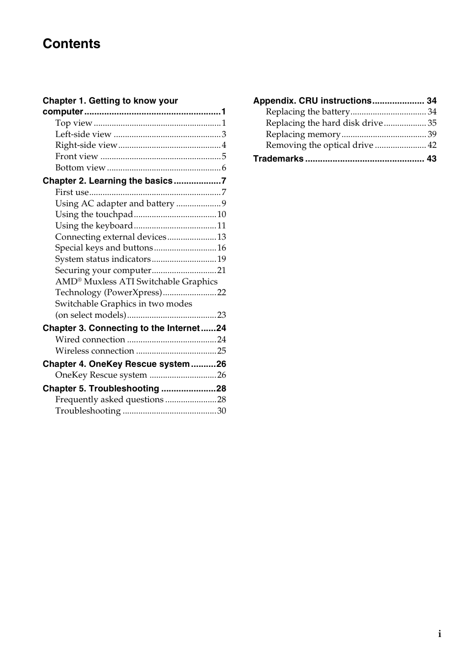 Lenovo IdeaPad Y471A User Manual | Page 3 / 49