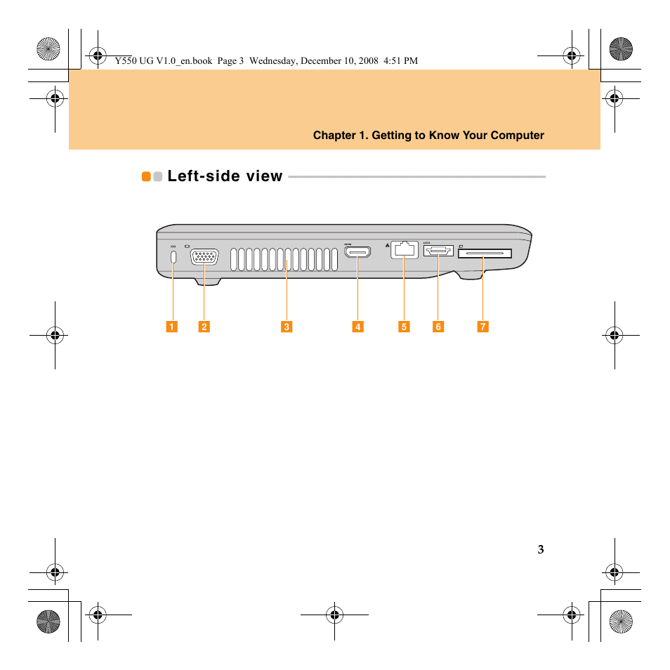 Left-side view | Lenovo IdeaPad Y550 User Manual | Page 11 / 138