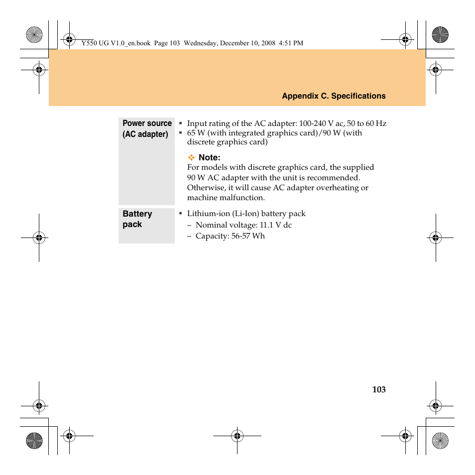 Lenovo IdeaPad Y550 User Manual | Page 111 / 138