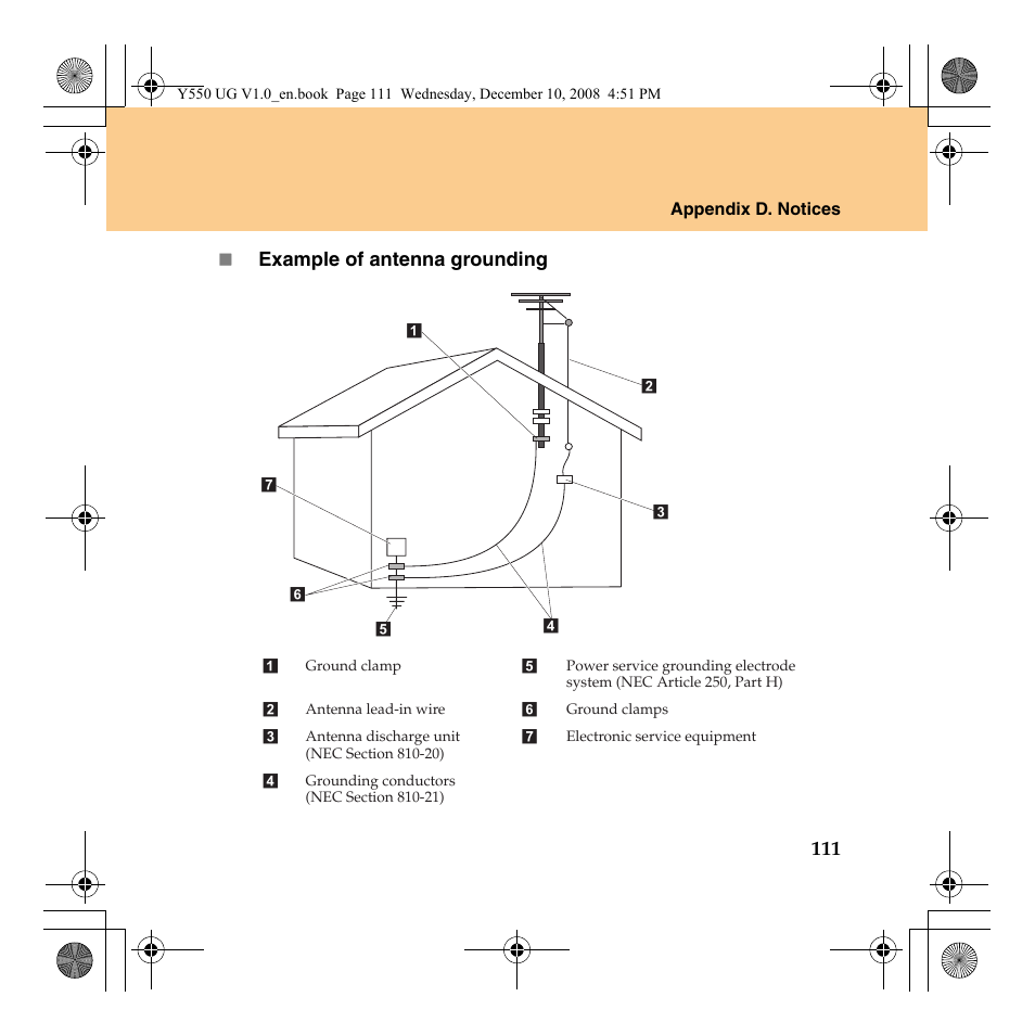 111  example of antenna grounding | Lenovo IdeaPad Y550 User Manual | Page 119 / 138